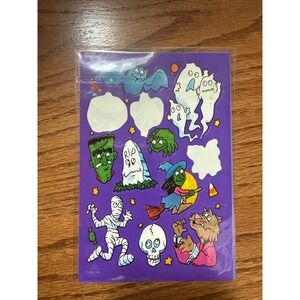 Vintage AGC Inc Halloween Sticker Sheets Mummy Witch Frankenstein Werewolf 2pc